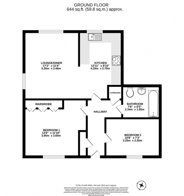 Floor Plan Image for 2 Bedroom Flat for Sale in Meadow Avenue, Shenley, Radlett