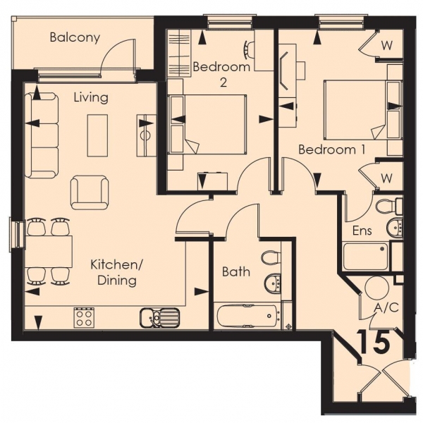 Floor Plan Image for 2 Bedroom Apartment to Rent in Watling Street, Radlett