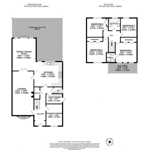 Floor Plan Image for 4 Bedroom Detached House for Sale in Folly Close, Radlett