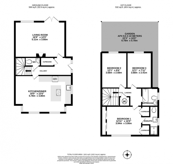 Floor Plan Image for 3 Bedroom Detached House for Sale in Cobden Hill, Radlett