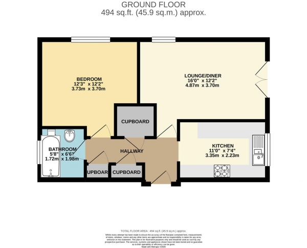 Floor Plan Image for 1 Bedroom Apartment for Sale in Scrubbitts Square, Radlett