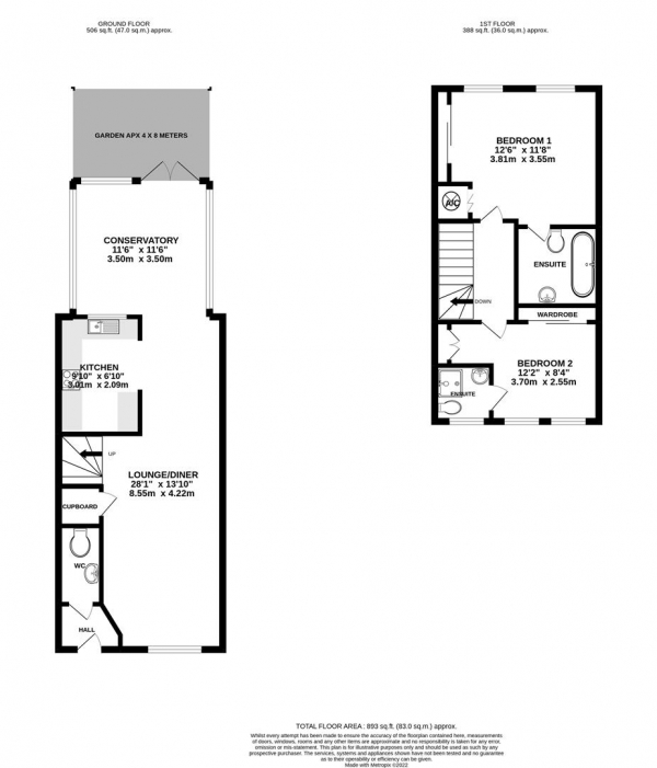 Floor Plan Image for 2 Bedroom Terraced House for Sale in Andrew Close, Shenley, Radlett