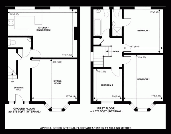 Floor Plan Image for 3 Bedroom Detached House to Rent in Station Road, Addlestone