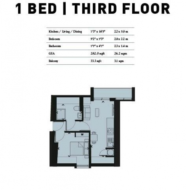 Floor Plan Image for 1 Bedroom Flat to Rent in Walton on Thames, Surrey