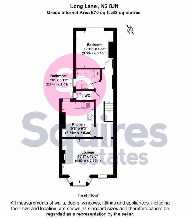 Floor Plan Image for 1 Bedroom Flat for Sale in Long Lane, East Finchley