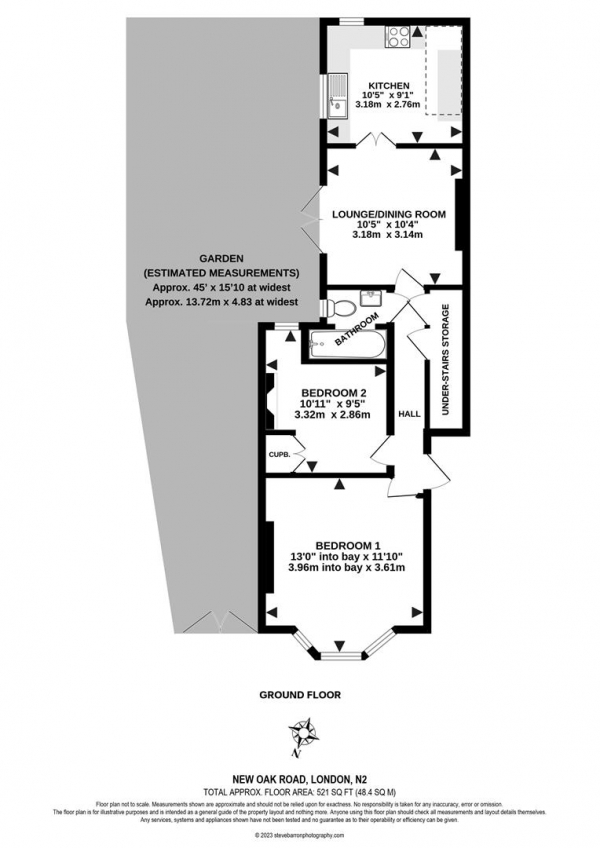 Floor Plan Image for 2 Bedroom Flat for Sale in New Oak Road, East Finchley