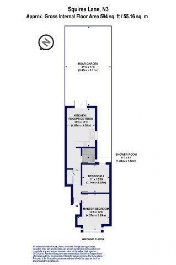 Floor Plan Image for 2 Bedroom Flat for Sale in Squires Lane, Finchley