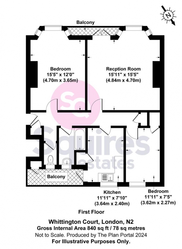 Floor Plan Image for 2 Bedroom Flat for Sale in Aylmer Road, London