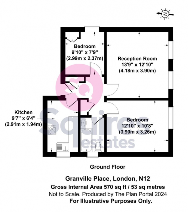 Floor Plan for 2 Bedroom Flat for Sale in High Road, North Finchley, London, N12, 0AU -  &pound300,000