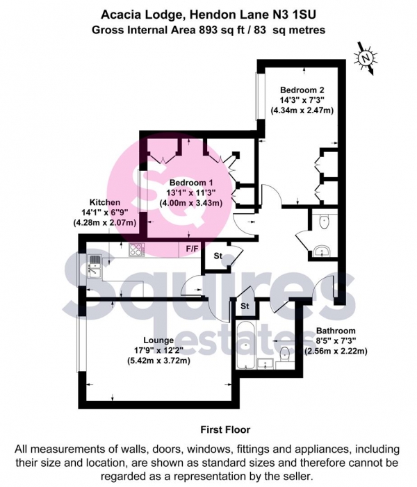 Floor Plan Image for 2 Bedroom Flat to Rent in Hendon Lane, Finchley