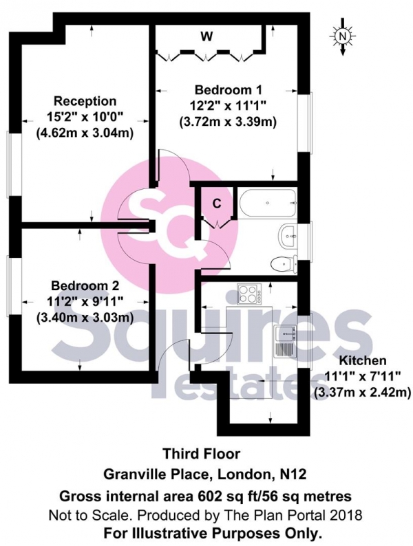 Floor Plan Image for 2 Bedroom Flat for Sale in Granville Place, North Finchley