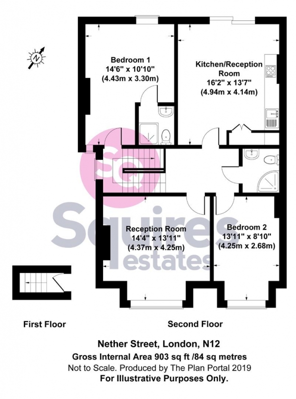 Floor Plan Image for 2 Bedroom Flat to Rent in Nether Street, Finchley Central