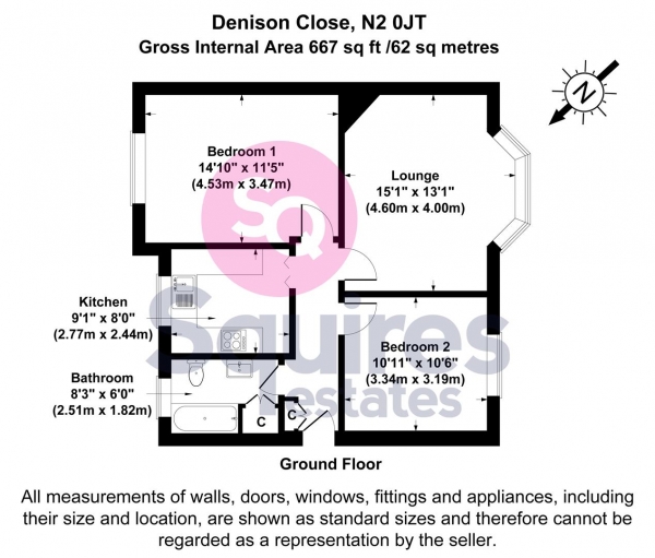 Floor Plan Image for 2 Bedroom Flat for Sale in Denison Close, London