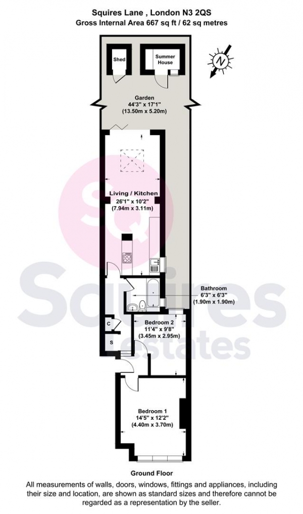 Floor Plan Image for 2 Bedroom Flat for Sale in Squires Lane, London