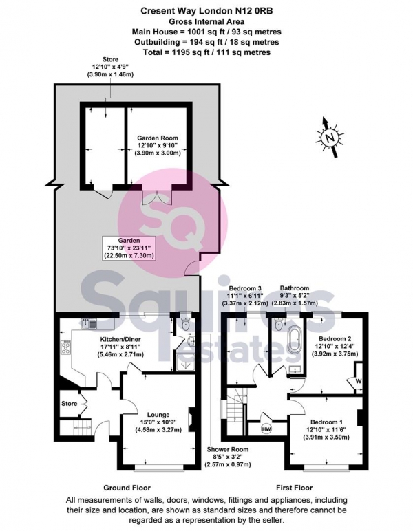 Floor Plan Image for 3 Bedroom Terraced House for Sale in Crescent Way, North Finchley