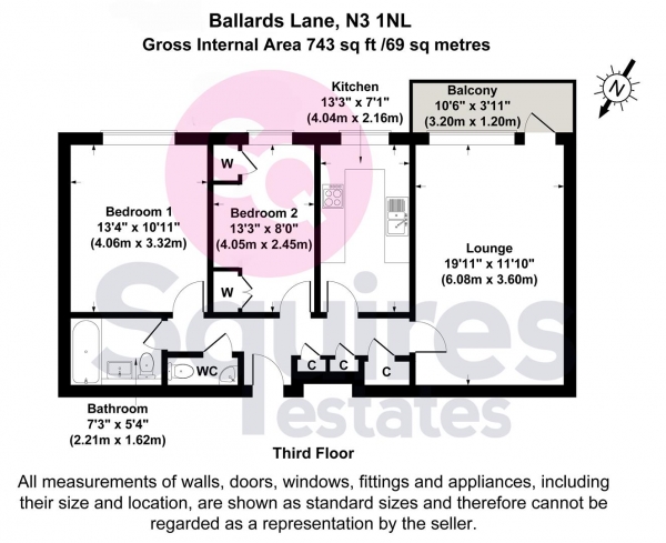 Floor Plan Image for 2 Bedroom Flat for Sale in Ballards Lane, Finchley