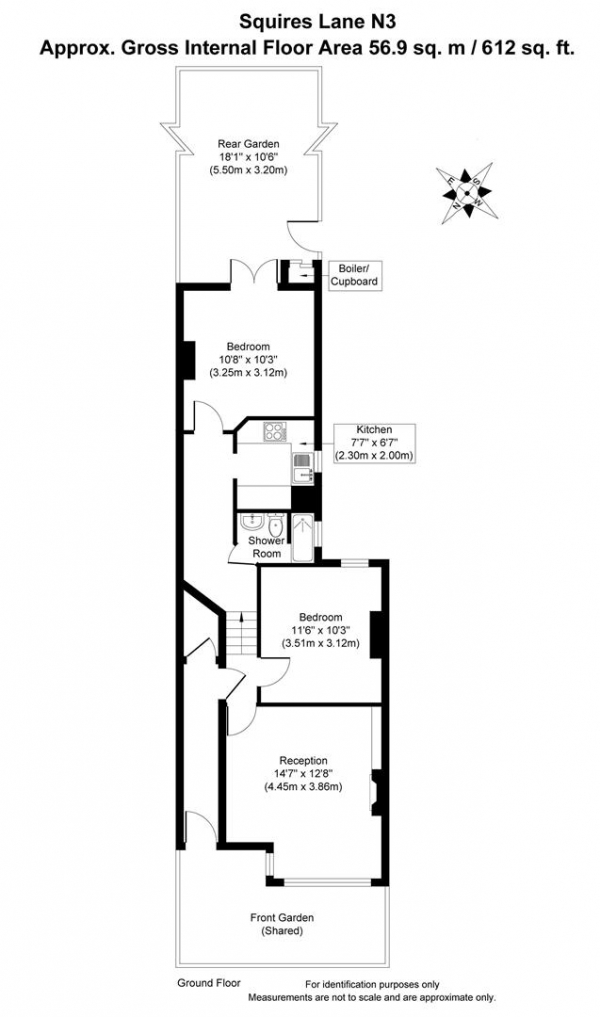 Floor Plan Image for 2 Bedroom Flat for Sale in Squires Lane, Finchley