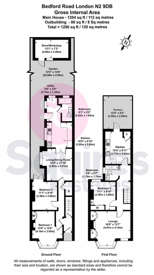 Floor Plan Image for 3 Bedroom Terraced House for Sale in Bedford Road