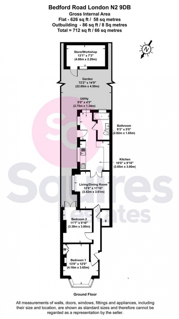 Floor Plan Image for 3 Bedroom Terraced House for Sale in Bedford Road