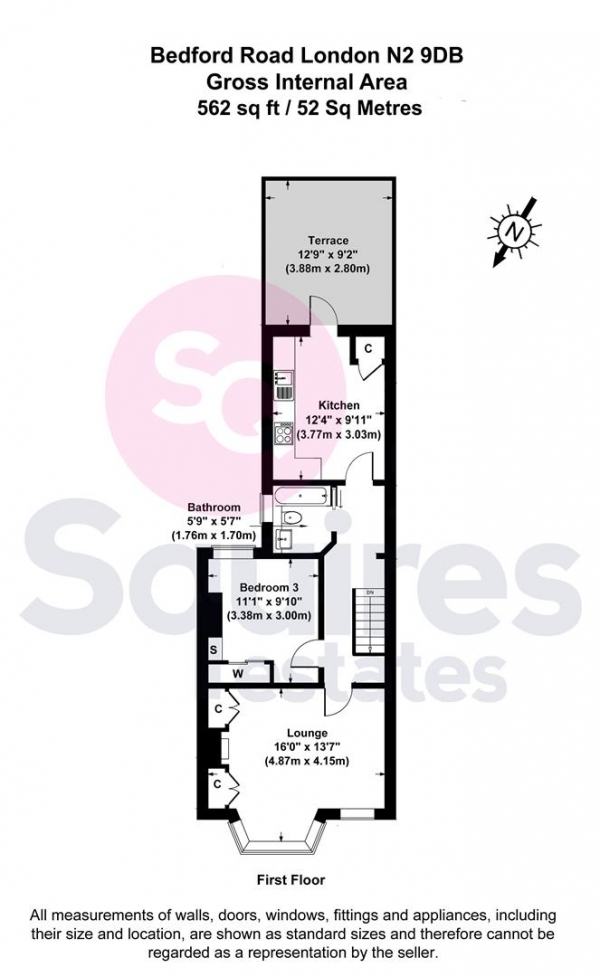 Floor Plan Image for 3 Bedroom Terraced House for Sale in Bedford Road