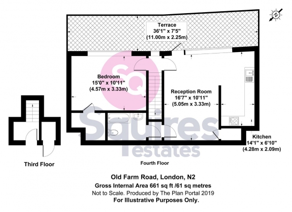 Floor Plan Image for 1 Bedroom Flat for Sale in Old Farm Road, East Finchley