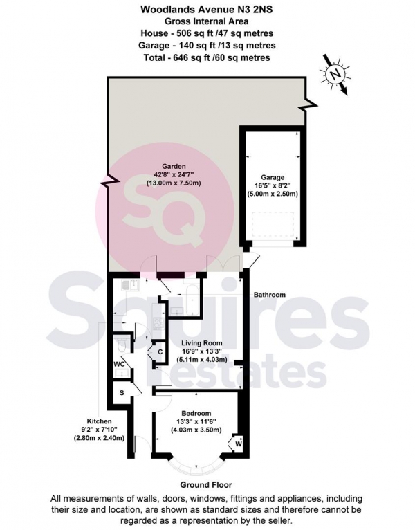 Floor Plan Image for 1 Bedroom Flat for Sale in Woodlands Avenue, Finchley