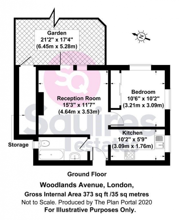 Floor Plan Image for 1 Bedroom Flat for Sale in Woodlands Avenue, Finchley