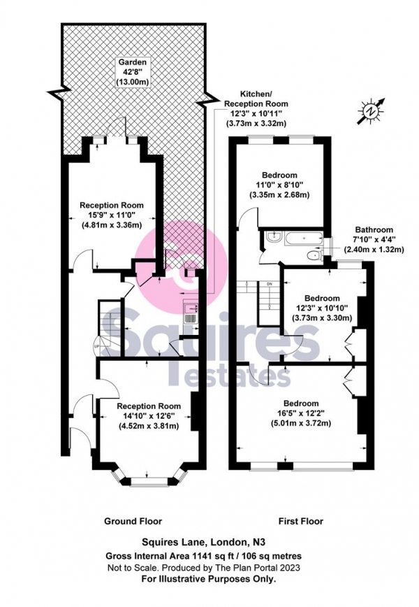 Floor Plan Image for 3 Bedroom Terraced House for Sale in Squires Lane, London