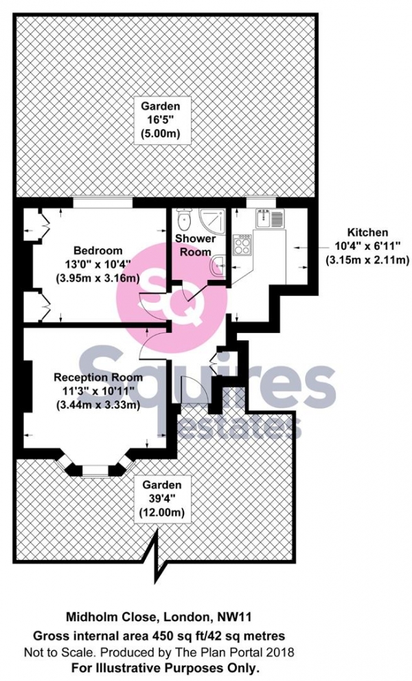 Floor Plan Image for 1 Bedroom Maisonette to Rent in Midholm Close, Hampstead Garden Suburb