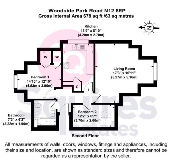 Floor Plan Image for 2 Bedroom Flat for Sale in Woodside Park Road, Woodside Park