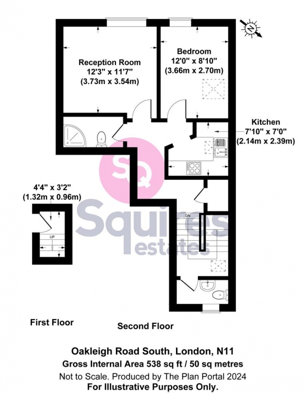 Floor Plan Image for 1 Bedroom Flat for Sale in Oakleigh Road South, New Southgate, London