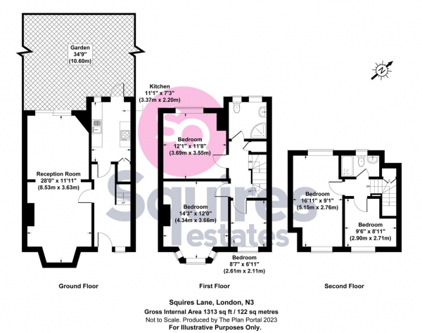 Floor Plan Image for 5 Bedroom Terraced House to Rent in Squires Lane, London