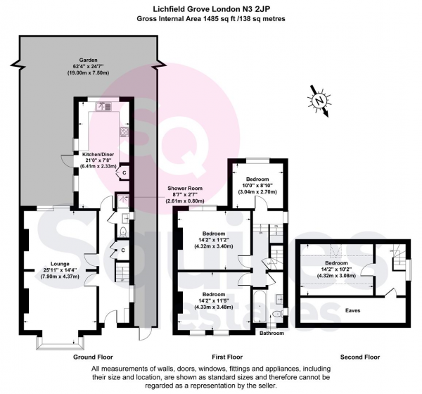 Floor Plan Image for 3 Bedroom Semi-Detached House for Sale in Lichfield Grove, Finchley