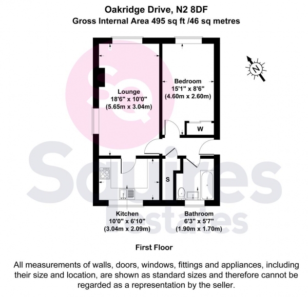 Floor Plan Image for 1 Bedroom Flat for Sale in Oakridge Drive, East Finchley