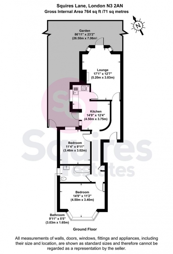 Floor Plan Image for 2 Bedroom Flat for Sale in Long Lane, Finchley