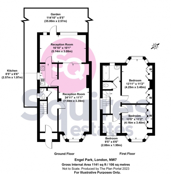 Floor Plan Image for 3 Bedroom Semi-Detached House to Rent in Engel Park, Mill Hill, London