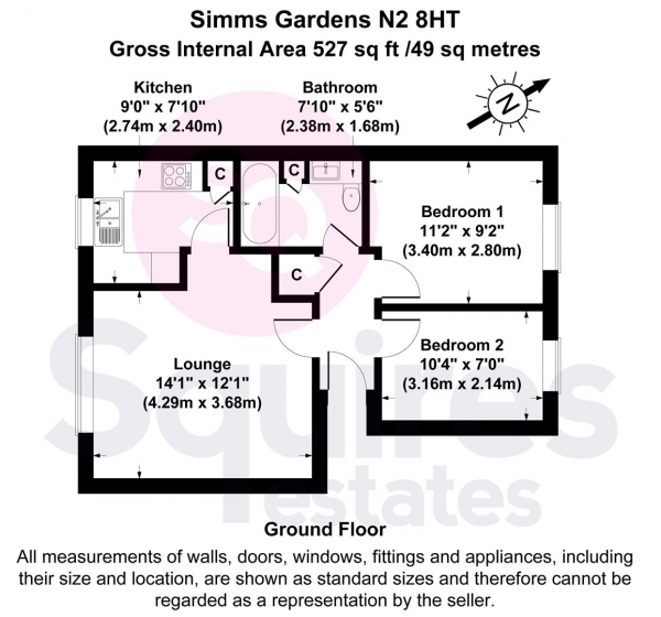 Floor Plan Image for 2 Bedroom Flat for Sale in Simms Gardens, East Finchley, London