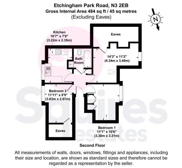 Floor Plan Image for 2 Bedroom Flat to Rent in Etchingham Park Road, Finchley