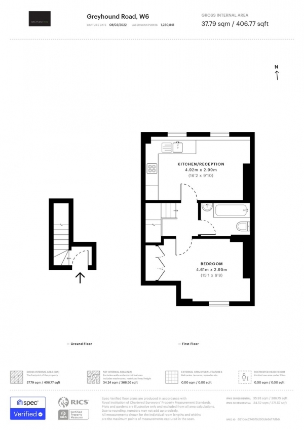 Floor Plan Image for 1 Bedroom Apartment for Sale in Greyhound Road, Fulham