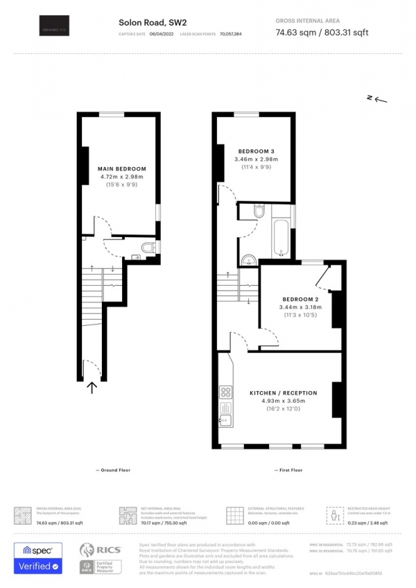 Floor Plan Image for 3 Bedroom Apartment for Sale in Solon Road, Brixton