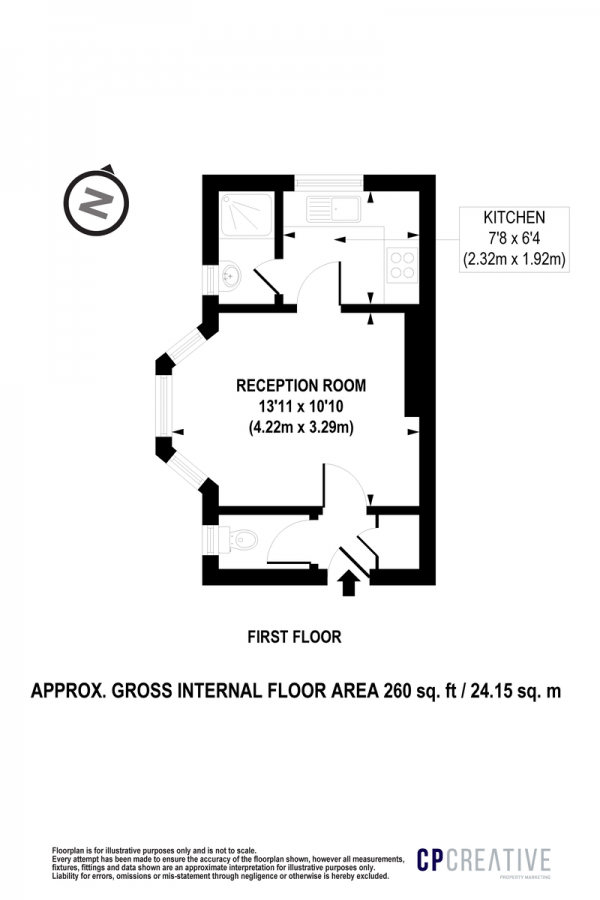 Floor Plan Image for 1 Bedroom Apartment for Sale in Bromells Road, Clapham