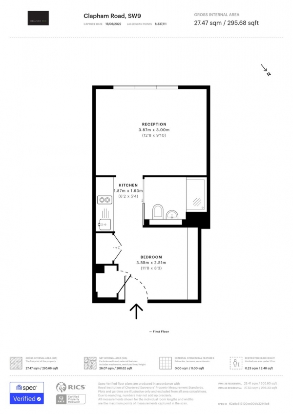 Floor Plan Image for Studio for Sale in Clapham Road, Clapham