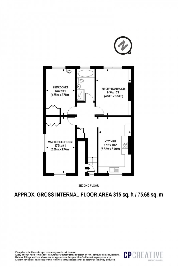 Floor Plan Image for 2 Bedroom Apartment for Sale in Union Road, London