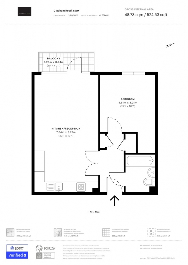 Floor Plan Image for 1 Bedroom Apartment for Sale in Clapham Road, Clapham