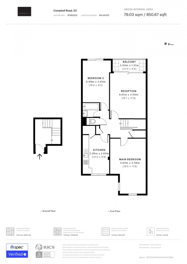 Floor Plan Image for 2 Bedroom Maisonette for Sale in Campbell Road, Bow