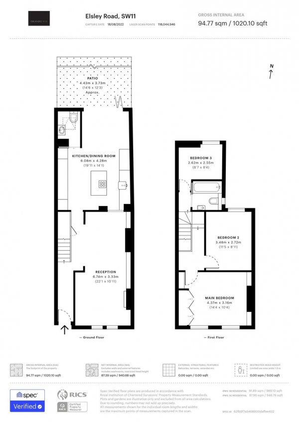 Floor Plan Image for 3 Bedroom Terraced House for Sale in Elsley Road, Clapham Junction