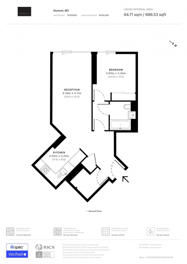 Floor Plan Image for 1 Bedroom Apartment for Sale in Dumont, 27 Albert Embankment