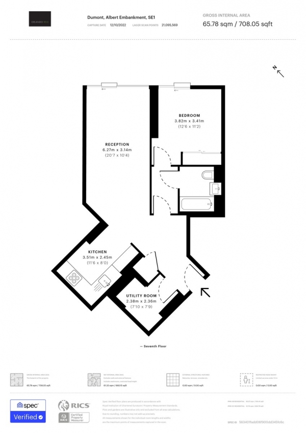 Floor Plan Image for 1 Bedroom Apartment for Sale in Dumont, 27 Albert Embankment