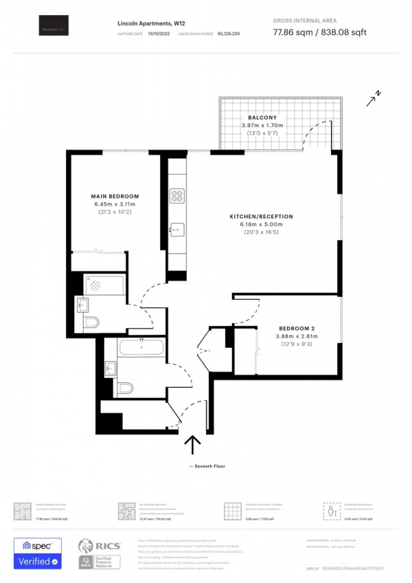 Floor Plan Image for 2 Bedroom Apartment for Sale in Lincoln Apartments, Fountain Park Way