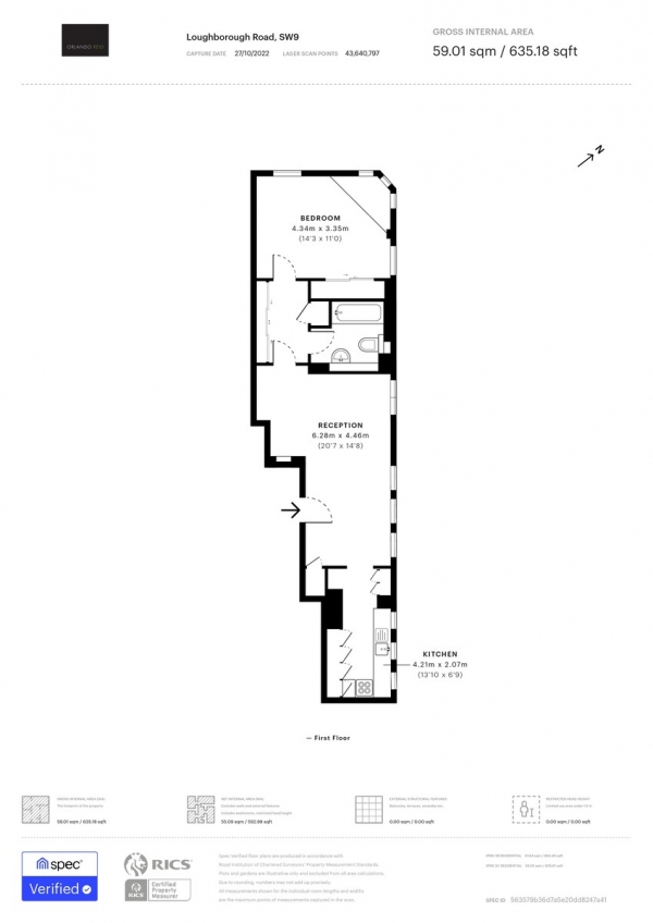 Floor Plan Image for 1 Bedroom Flat for Sale in Loughborough Road, London